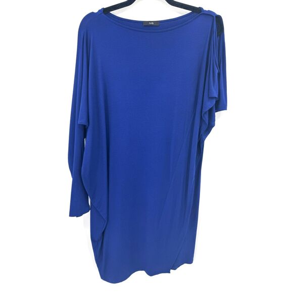 RUTI Blue Single Sleeve Cold Shoulder Aysmmetrical Mini Shift Dress 2 M Medium - Picture 1 of 7